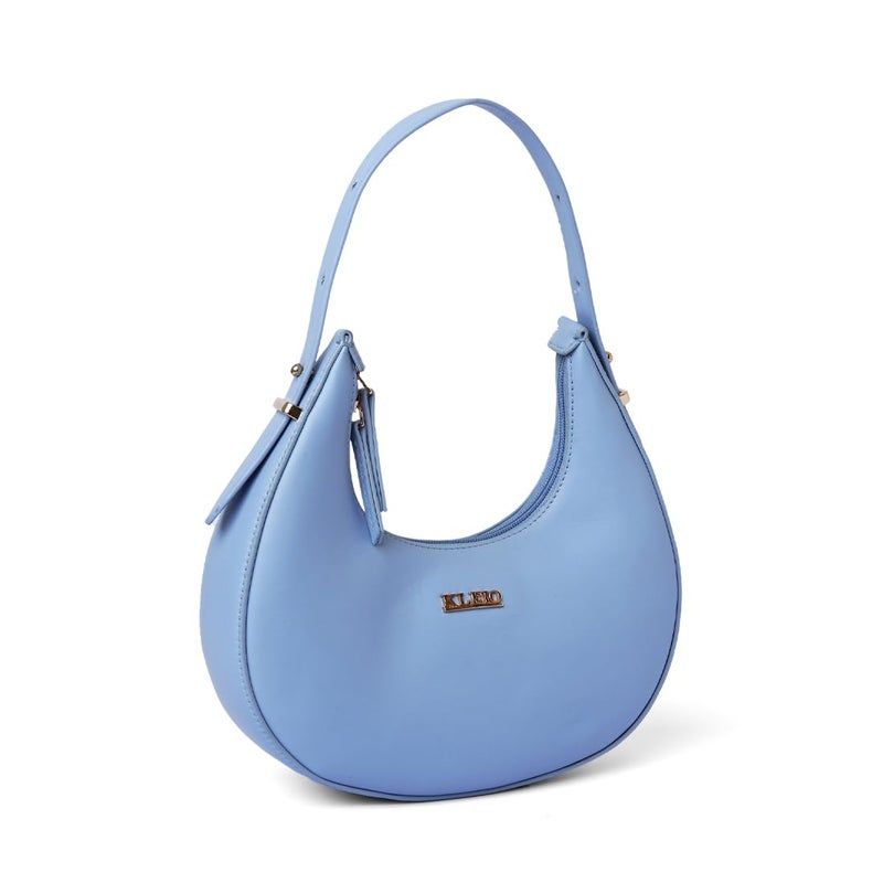 KLEIO Vegan Leather Half Moon Handbag for Women - Turquoise - Image 3